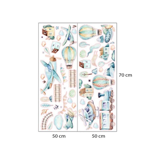 Sticker Decorativ Pentru Copii, Autoadeziv, Avioane si baloane, 90x90 cm EKDWS63024
