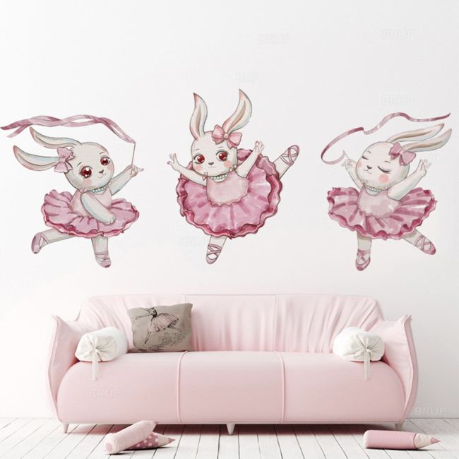 Sticker Decorativ Pentru Copii, Autoadeziv, Iepurasul balerina, 61x50 cm EKDWS63032