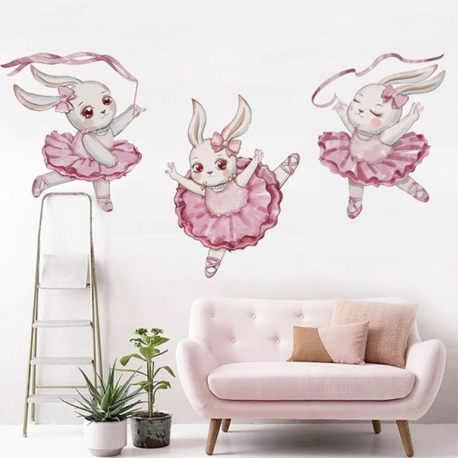 Sticker Decorativ Pentru Copii, Autoadeziv, Iepurasul balerina, 61x50 cm EKDWS63032