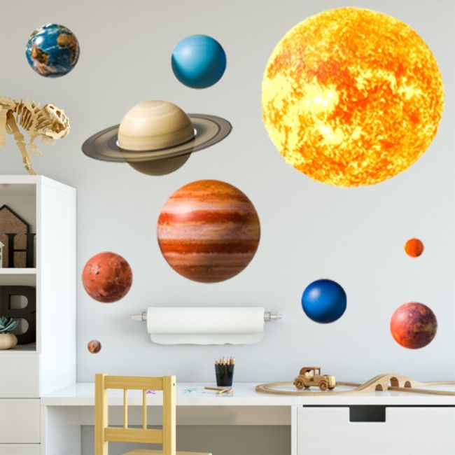 Sticker Decorativ Pentru Copii, Autoadeziv, Planete, Sistem Solar, 91x72 cm EKDWS63039