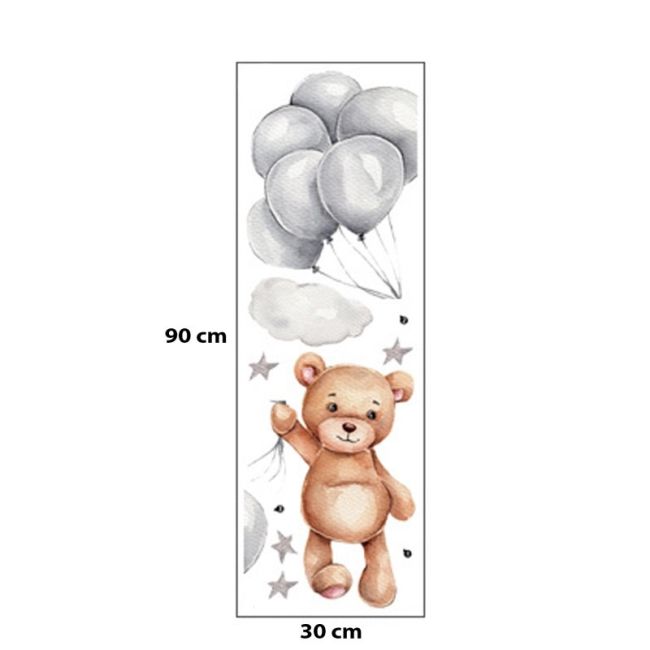 Sticker Decorativ Pentru Copii, Autoadeziv, Ursulet cu baloane, 50x67 cm EKDWS63036