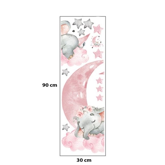 Sticker Decorativ Pentru Copii, Autoadeziv, elefant pe luna, 67x60 cm EKDWS63035