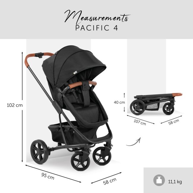 Carucior 3 in1 Hauck Pacific 4 ShopN Drive Caviar, Negru EKD30921-6