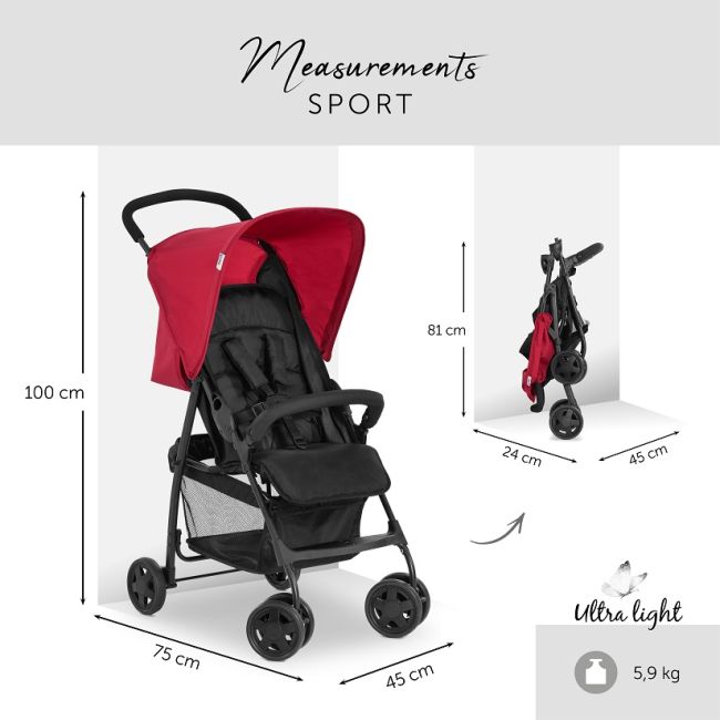 Carucior bebelusi si copii, 0 - 4 ani,  Hauck Sport, Red EKD17151
