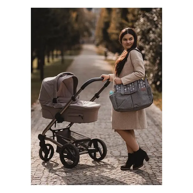 Geanta pentru calatorii 2 in 1, cu 17 buzunare, Kinder Hop, Space Grey EKDgs16880