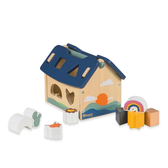 Joc de imbinare si dezvoltare a abilitatilor motorii, Casa cu forme din lemn, Hauck, Sort N Build EKDhk13021