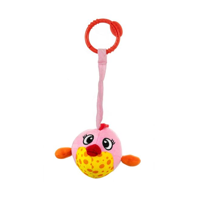 Jucarie din plus pentru agatat, fosnaie si vibreaza, Baby Fish Pink EKD128024