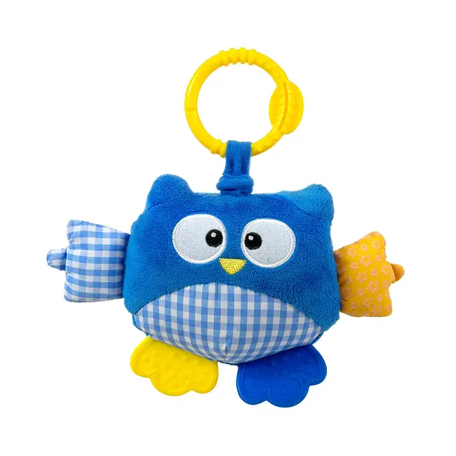 Jucarie din plus pentru agatat, fosnaie si vibreaza, Cutie Owl Blue EKD127997
