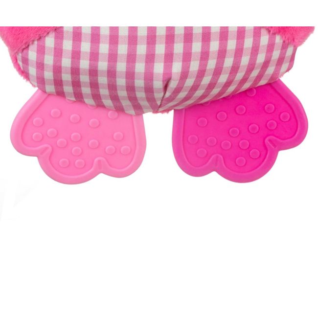 Jucarie din plus pentru agatat, fosnaie si vibreaza, Cutie Owl Pink EKD128000