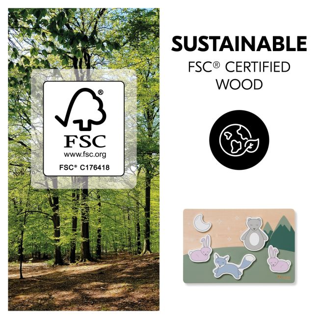 Puzzle din lemn certificat FSC, Hauck, Forest EKDhk13090