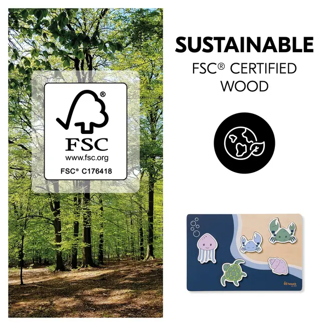Puzzle din lemn certificat FSC, Hauck, Sea EKDhk13106