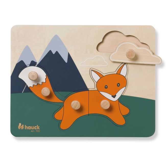 Puzzle din lemn certificat FSC, cu piese imbinate, Hauck, Fox EKDhk13069