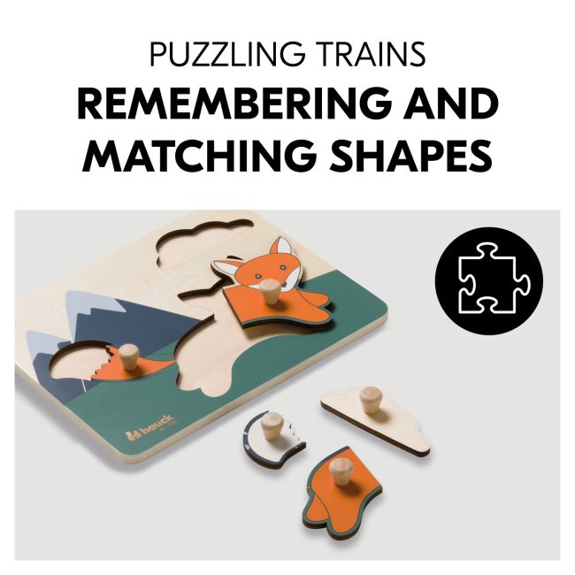 Puzzle din lemn certificat FSC, cu piese imbinate, Hauck, Fox EKDhk13069