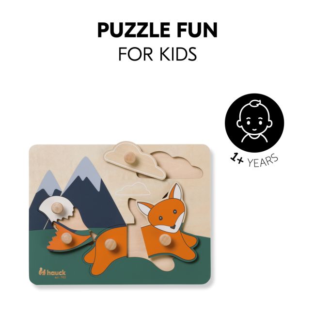 Puzzle din lemn certificat FSC, cu piese imbinate, Hauck, Fox EKDhk13069