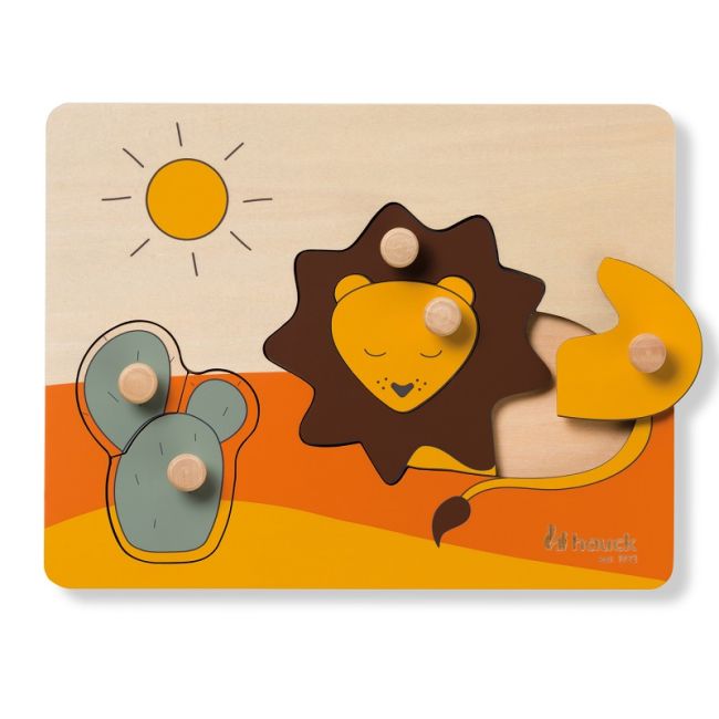 Puzzle din lemn certificat FSC, cu piese imbinate, Hauck, Lion EKDhk13502
