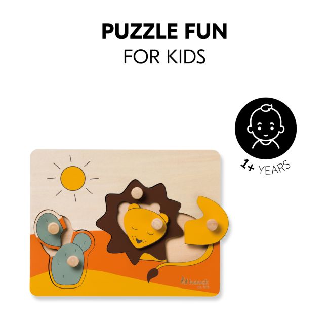 Puzzle din lemn certificat FSC, cu piese imbinate, Hauck, Lion EKDhk13502