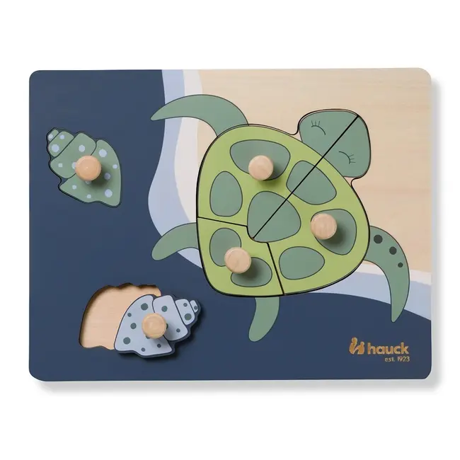 Puzzle din lemn certificat FSC, cu piese imbinate, Hauck, Turtle EKDhk13076