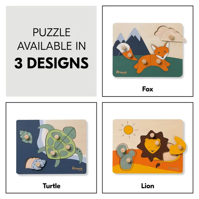 Puzzle din lemn certificat FSC, cu piese imbinate, Hauck, Turtle EKDhk13076