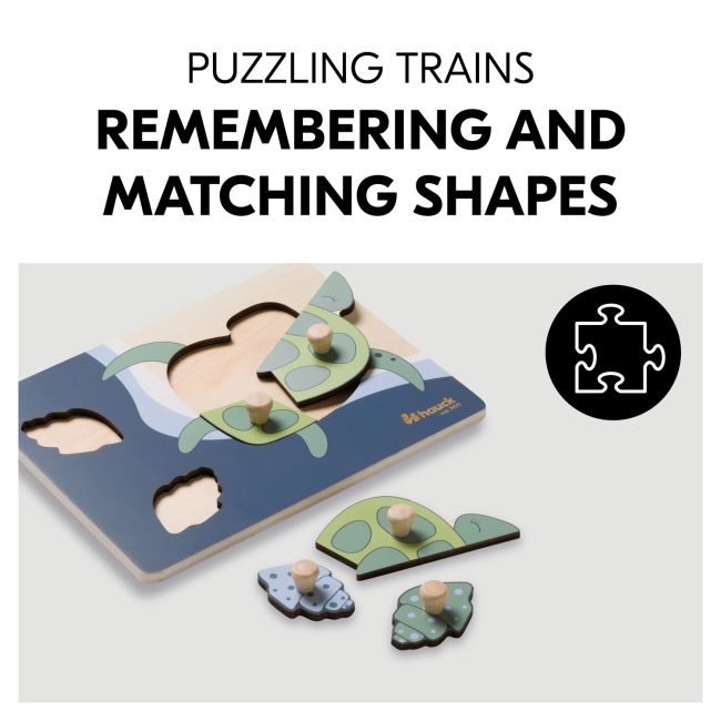 Puzzle din lemn certificat FSC, cu piese imbinate, Hauck, Turtle EKDhk13076