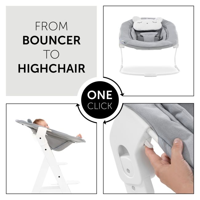 Sezlong Alpha Bouncer 2in1, Pastel Bear - Light Grey EKDhk61833