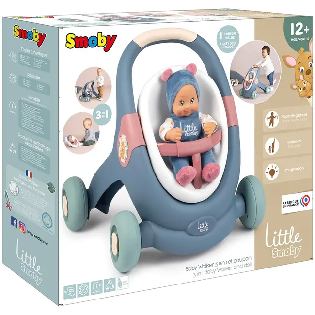 Carucior pentru papusi smoby baby walker 3 in 1 cu papusa hubs7600140308