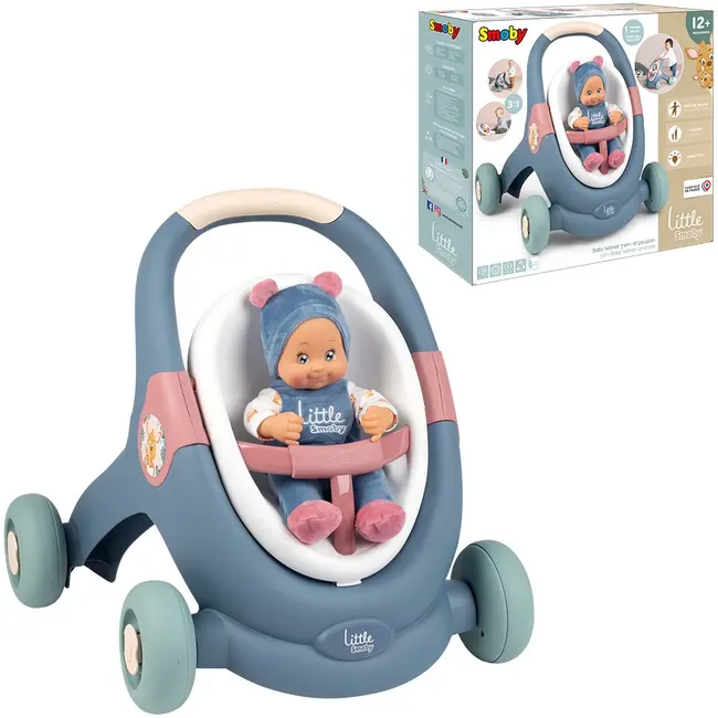 Carucior pentru papusi smoby baby walker 3 in 1 cu papusa hubs7600140308