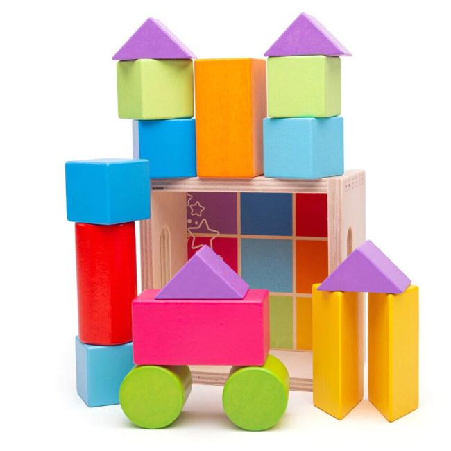 Cuburi din lemn - set 17 piese