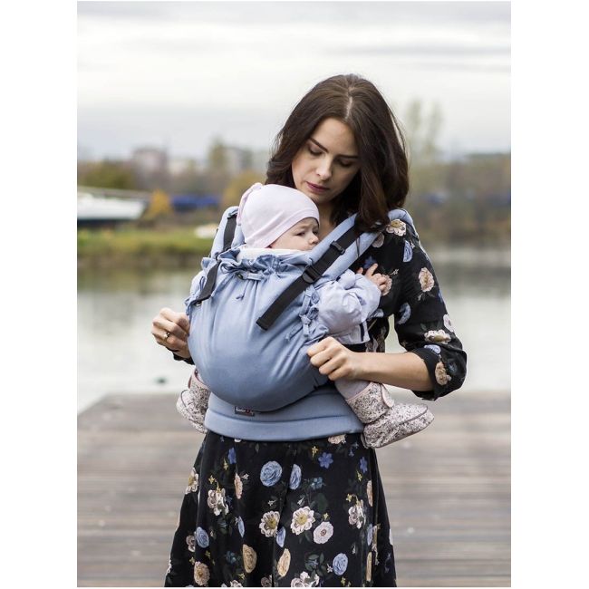 Marsupiu ergonomic, Kinder Hop, Multi Soft, Little Herringbone Blue EKDms6354