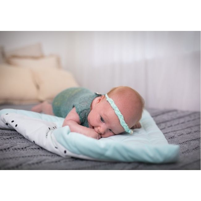Paturica Soft Touch cu doua fete, Catifea si Bumbac, 100x70 cm, Aquamarine EKDpk6927