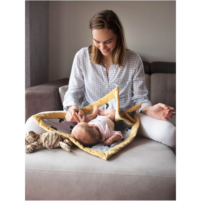 Paturica Soft Touch cu doua fete, Catifea si Bumbac, 50x70 cm, Mustard EKDpk6828