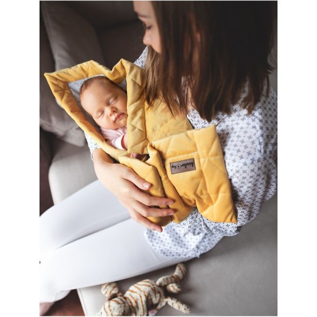 Paturica Soft Touch cu doua fete, Catifea si Bumbac, 50x70 cm, Mustard EKDpk6828