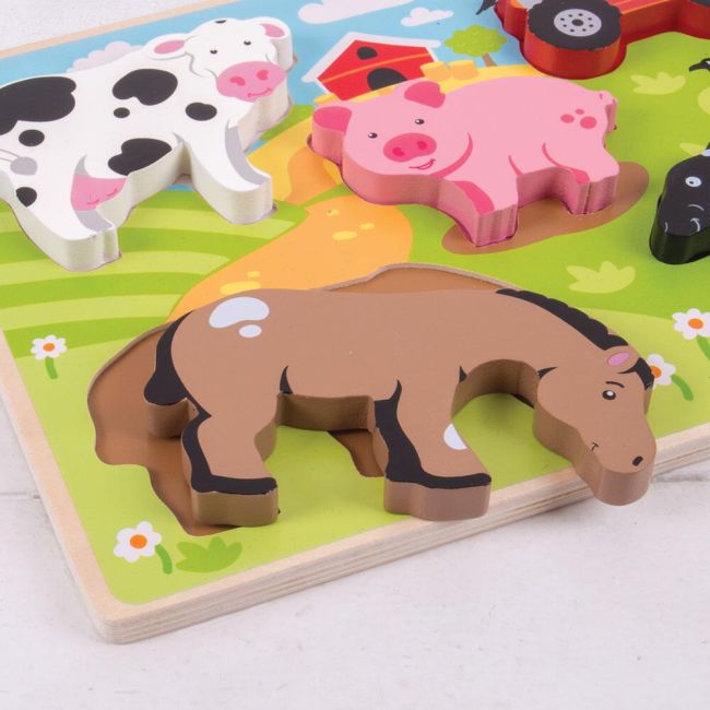 Puzzle din lemn - in ograda