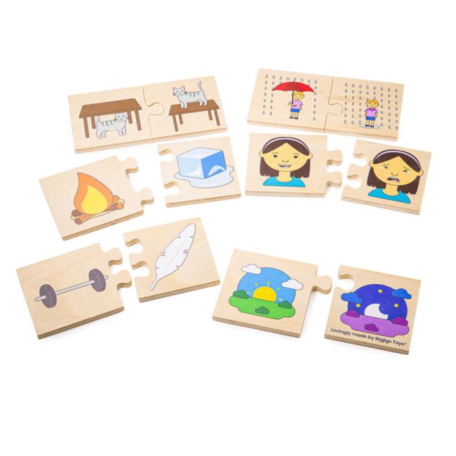 Puzzle din lemn - notiuni opuse