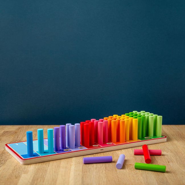 Set betisoare din lemn pentru numarat - curcubeu