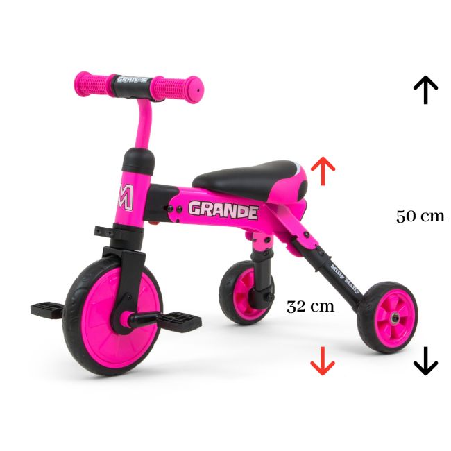 Tricicleta pliabila, transformabila in Bicicleta fara pedale, Grande Pink EKDmm25047