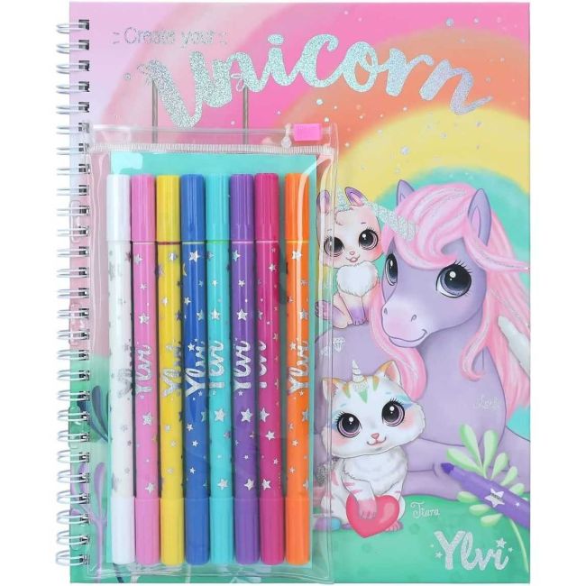Carte de colorat cu carioci Ylvi Create Your Unicorn Depesche PT12168 BBJPT12168_Initiala