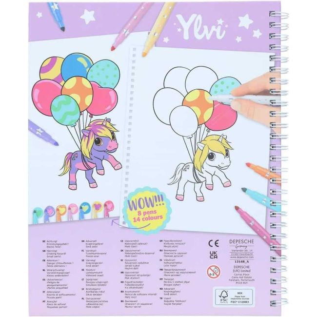 Carte de colorat cu carioci Ylvi Create Your Unicorn Depesche PT12168 BBJPT12168_Initiala