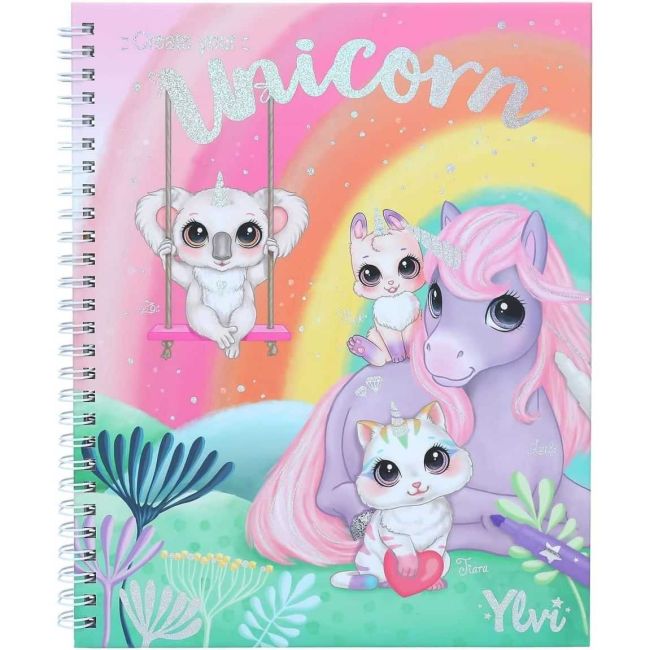 Carte de colorat cu carioci Ylvi Create Your Unicorn Depesche PT12168 BBJPT12168_Initiala