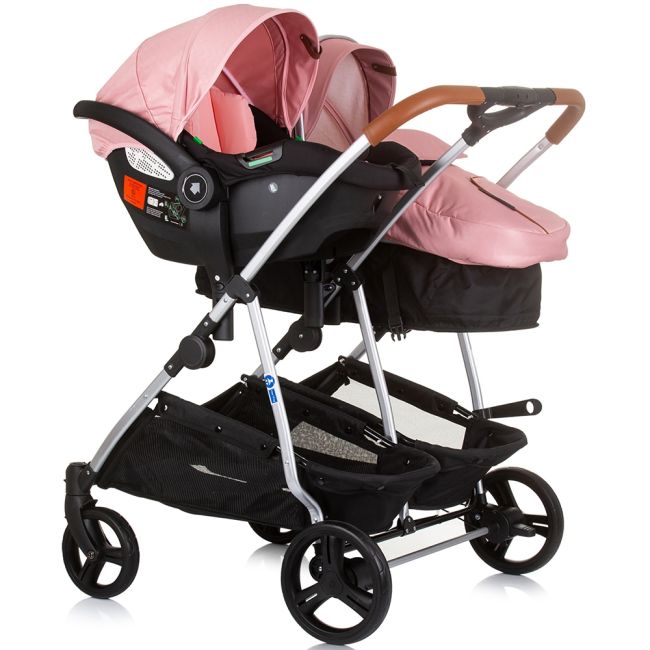 Carucior gemeni chipolino duo smart 3 in 1 flamingo hubst-kbds02405fl