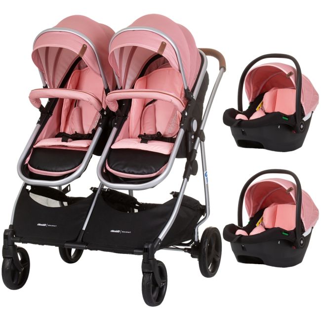 Carucior gemeni chipolino duo smart 3 in 1 flamingo hubst-kbds02405fl