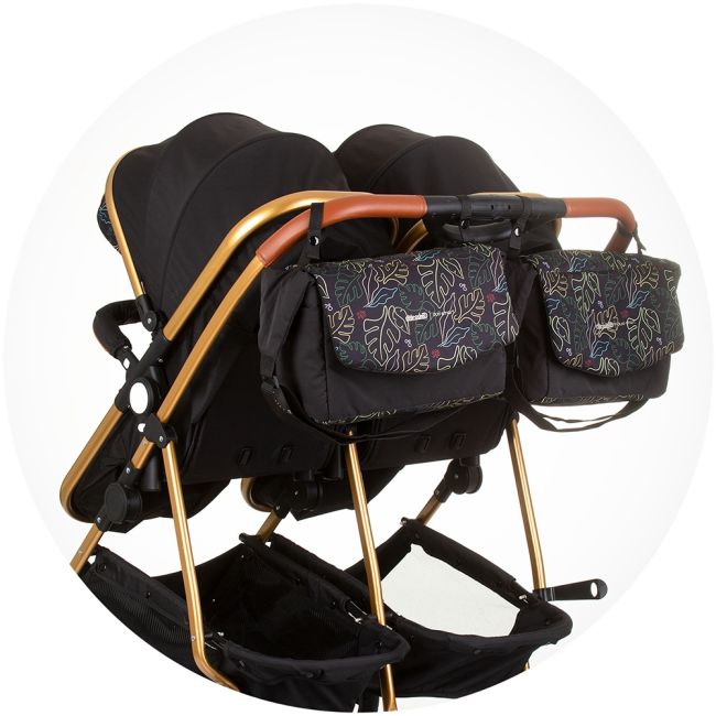 Carucior gemeni chipolino duo smart 3 in 1 obsidian leaves hubst-kbds02404ol