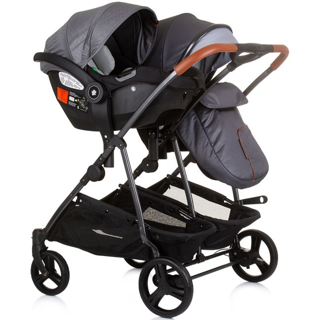 Carucior gemeni chipolino duo smart 3 in 1 silver grey hubst-kbds02402sg
