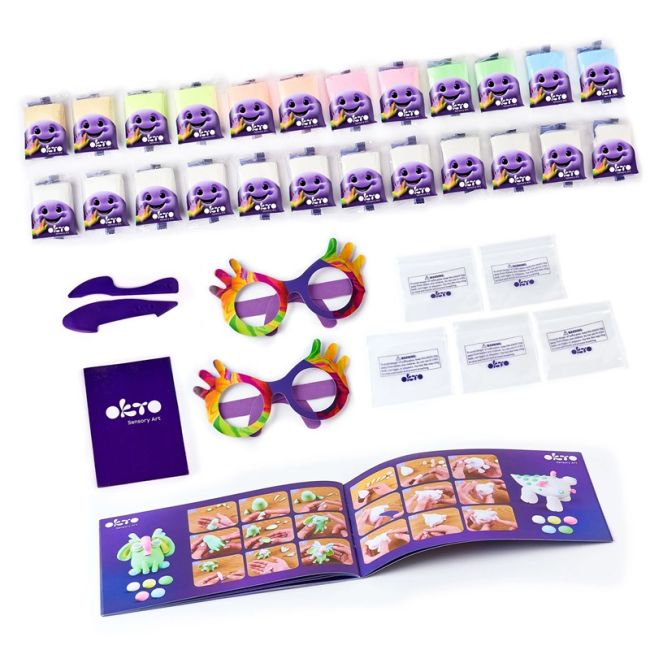 Set de Creatie Air Clay, Okto, 24 culori - White&amp;Pastel KRTOK20024