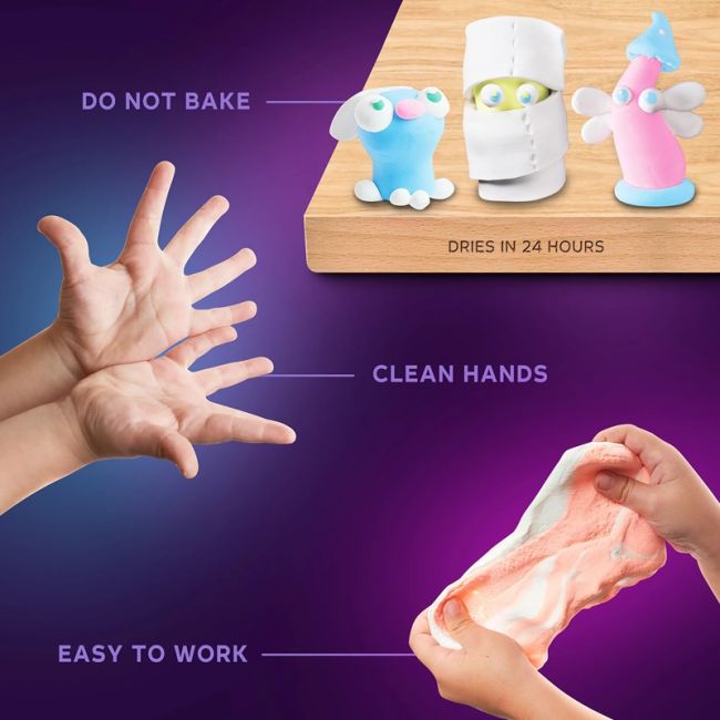 Set de Creatie Air Clay, Okto, 24 culori - White&amp;Pastel KRTOK20024