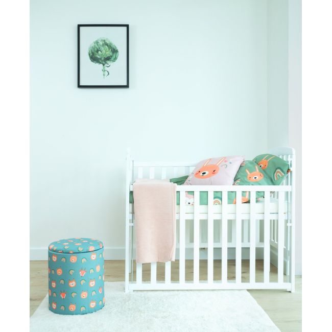 Patut Bebe Din Lemn Masiv, Laterala Culisabila Si Inaltime Reglabila A Saltelei, Bedside Alice Alb Cu Saltea Comfort 100x50 Cm Pjbdrw_2012_10050dp
