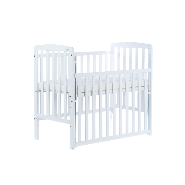 Patut Bebe Din Lemn Masiv, Laterala Culisabila Si Inaltime Reglabila A Saltelei, Bedside Alice Alb Cu Saltea Comfort 100x50 Cm Pjbdrw_2012_10050dp