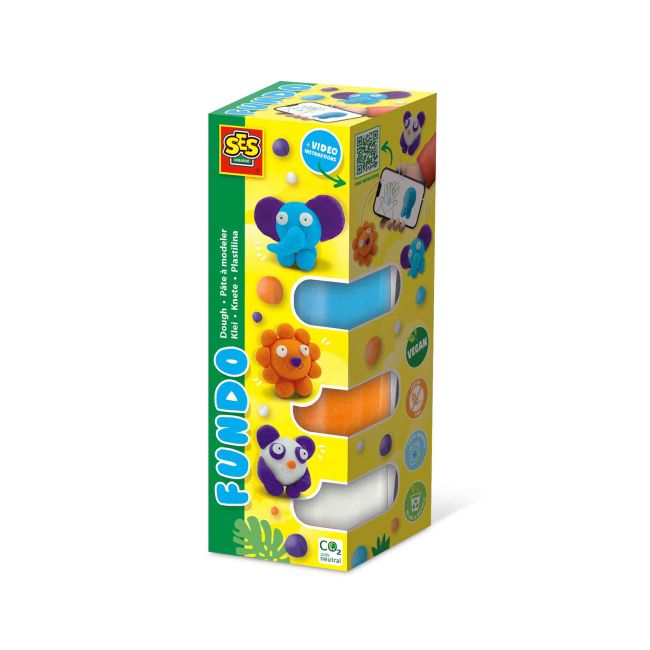 Plastilina colorata vegana FunDo - Animale salbatice (3 x 90 gr - 1 x 40 gr) TSG42462