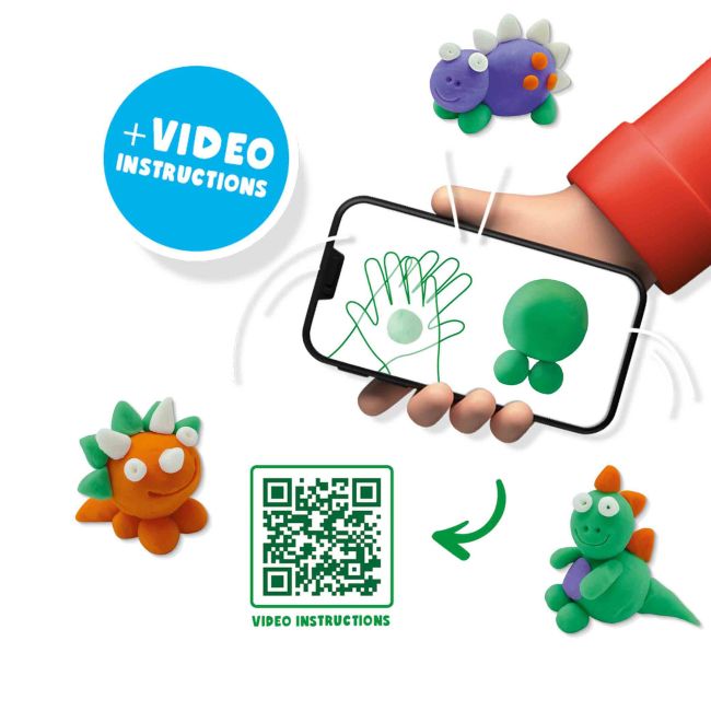 Plastilina colorata vegana FunDo - Dinozauri (3 x 90 gr - 1 x 40 gr) TSG42461