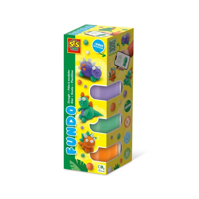 Plastilina colorata vegana FunDo - Dinozauri (3 x 90 gr - 1 x 40 gr) TSG42461