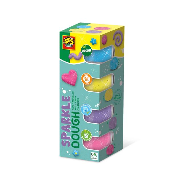 Plastilina colorata vegana cu sclipici Feel Good 4 x 90gr TSG42458